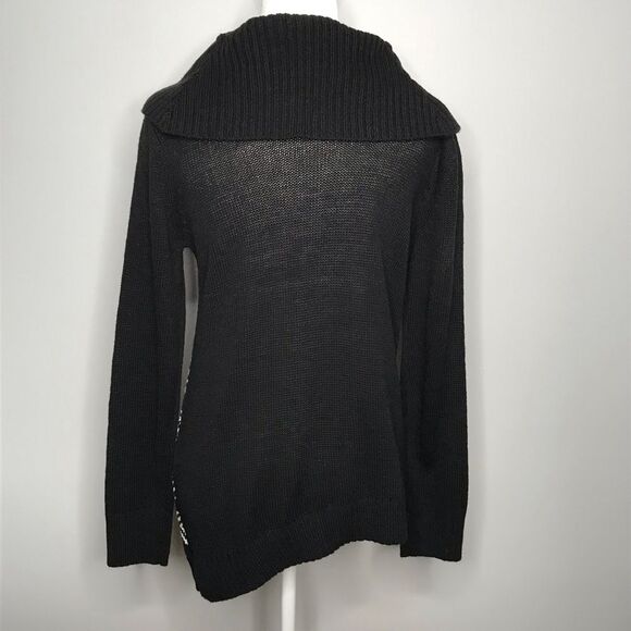 DB Established 1962 Striped Asymmetrical Cowl Neck Knit Sweater Size Medium - Picture 4 of 8